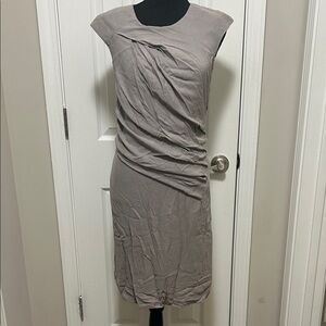 Helmut Lang Taupe Draped Midi Dress